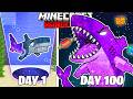 I Survived 100 Days As A COSMIC SHARK In HARDCORE Minecraft