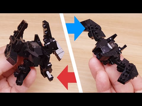 Micro LEGO brick bat fighter jet transformer mech -  Black Wing (42 brick parts!!) #LEGO #レゴ #レゴ変形ロボ
