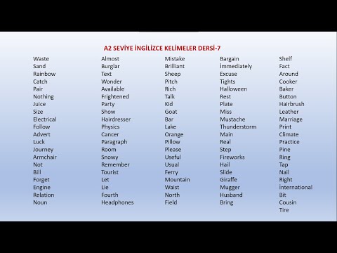 A2 Seviye İngilizce kelime dersi (600-700) En çok kullanılan İngilizce kelimeler
