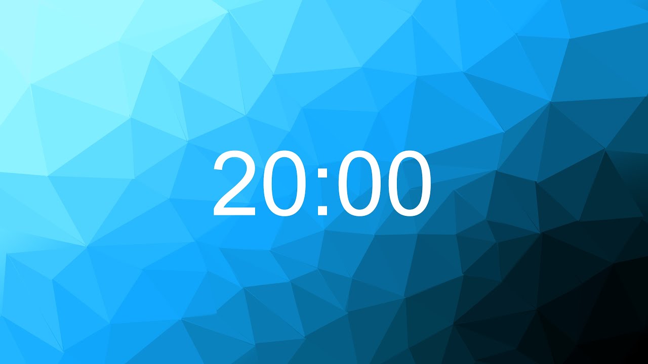 20 minute Silent Timer - count UP - blue polygon background