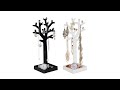 Arbre à bijoux lot de 2 Noir - Blanc - Matière plastique - 15 x 29 x 10 cm