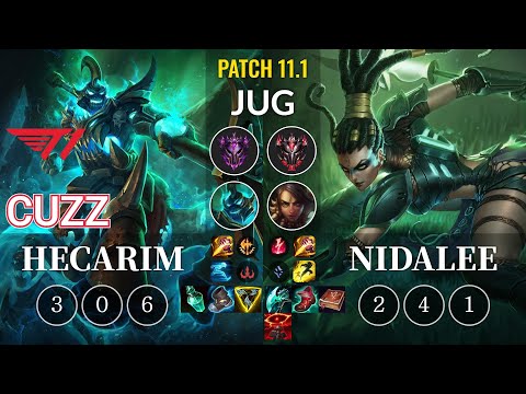T1 Cuzz Hecarim vs Nidalee Jungle - KR Patch 11.1