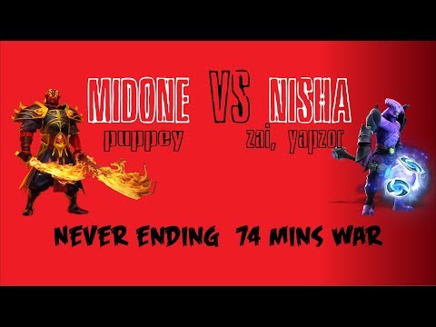 SECRET CIVIL WAR. MIDONE, PUPPEY VS NISHA,ZAI,YAPZOR. INSANE 74MIN GAME NEVER ENDING WAR