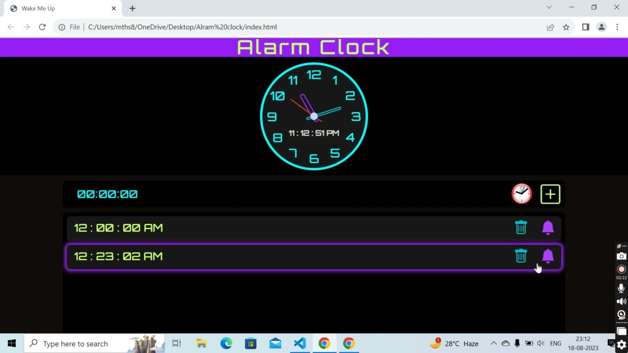 CODING NINJAS - ALARM CLOCK