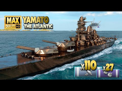 Battleship Yamato thriller on map "The Atlantic" - World of Warships