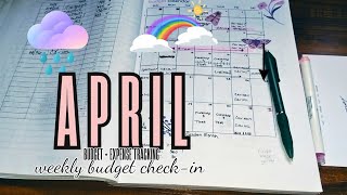 weekly budget check-in (April 12-18) and a zero based budget for this new week.