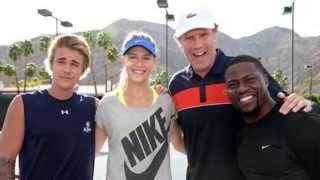 Genie Bouchard Teams With Celebrity Crush - Kid Beats Federer- Jimmy Connors Last Match video