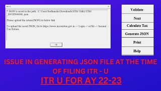 JSON is not generating from ITR Excel Utility || Complete Solution || ITR - U for AY 2022-23.