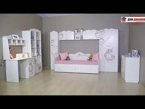 Детский двустворчатый шкаф Фэнтези с ящиками, белый рамух в Вологде - видео 4