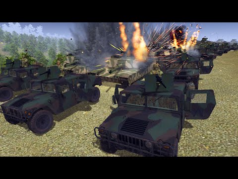 US Tank Transport Convoy AMBUSH by Russian Army! - Men of War: Cold War Mod Battle Simulator