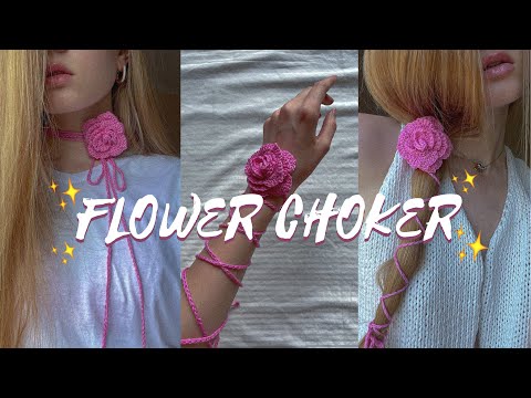 Crochet rose choker 🌹/ trend of the summer 2023🌸