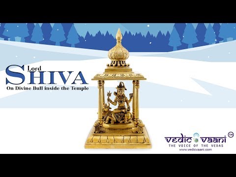 Lord Shiva seated on Divine Bull inside the Spiritual Temple | Brass Idol | Vedicvaani.com