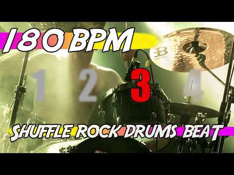 ✅ 180 BPM Backing Track 🥁 Ten minutes of shuffle rock drums beat
