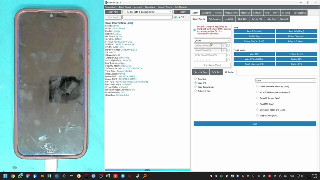 Redmi Note 8 Ginkgo Repair Original IMEI Without Issues