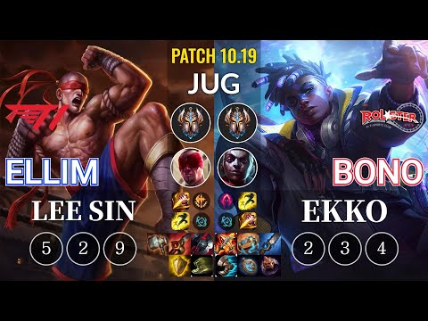 T1 Ellim Lee Sin vs KT Bono Ekko Jungle - KR Patch 10.19
