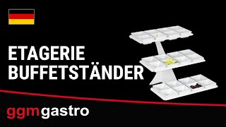 Présentoir buffet / étagère - blanc - incl. 24 bols en mélamine - rectangulaires
