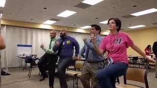 Software Engineers and a teacher dancing to GoNoodle.com