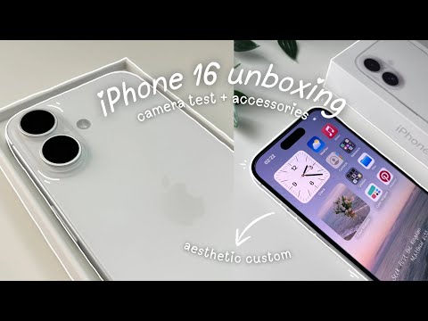 iPhone 16 aesthetic unboxing + camera test | accessories you’ll love ☁️📱