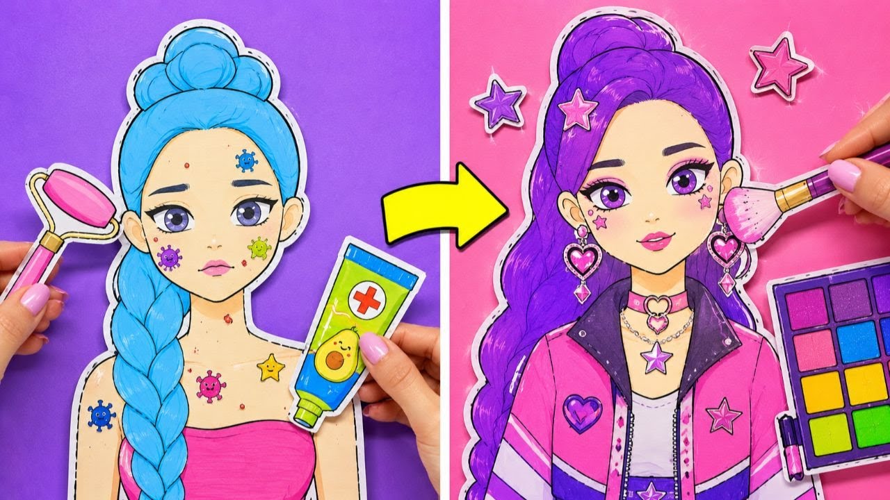 ✨ Cambio de Look K-Pop para Muñeca de Papel 💖 DIY Cute Hacks