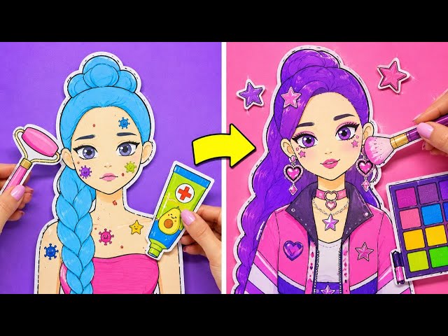 ✨ Cambio de Look K-Pop para Muñeca de Papel 💖 DIY Cute Hacks