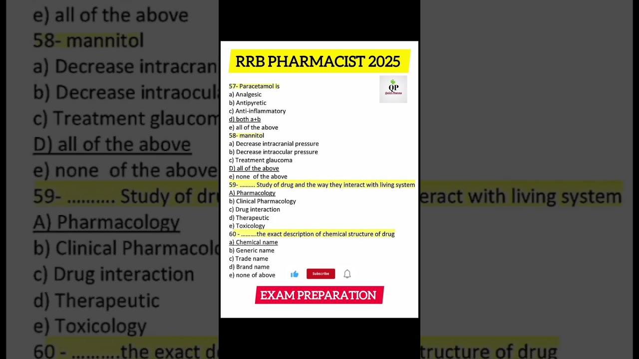 RRB Pharmacist Exam Preparation 2025 | #rrb #pharmacy