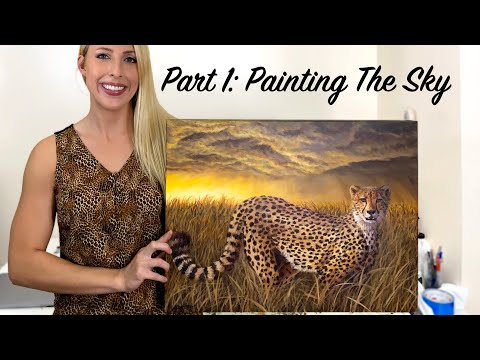 Cheetah Acrylic Painting Part 1: Painting the Sky