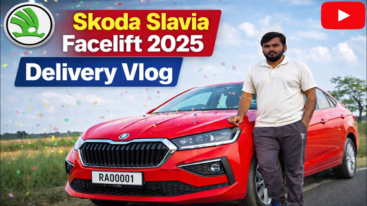 Skoda Slavia Facelift 2025 Delivery Vlog / AYU Yadav Skoda Slavia Red Colour