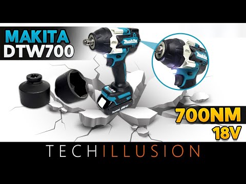Makita DTW700Z Akumuliatorinis smūginis veržliasukis 18V, 700/1000 Nm, LED 1/2", Be akumuliatorių ir kroviklio! video