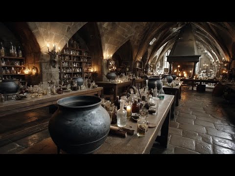 Hogwarts Potions Class Ambience | 3 Hours of Bubbling Cauldrons & Fireplace Sounds for Study & Sleep