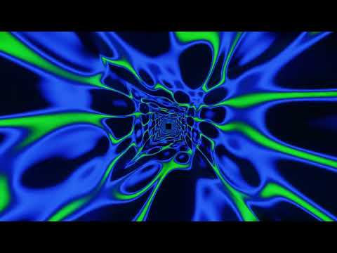 Abstract Background Video 4k VJ LOOP NEON Tunnel Wave Metallic Blue Green Black RGB Screensaver