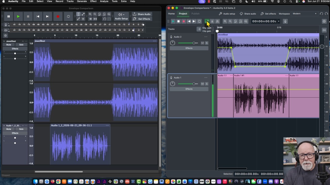 Audacity 4 Clip Gain vs Audacity 3.7.8 Envelope Tool