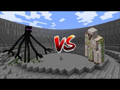 minecraft mobs battle 57- mutant enderman vs iron golem