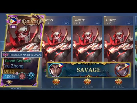 SAVAGE! YU ZHONG NO MERCY BURST BUILD MCL CHAMPION! (emblem & Item recommended)