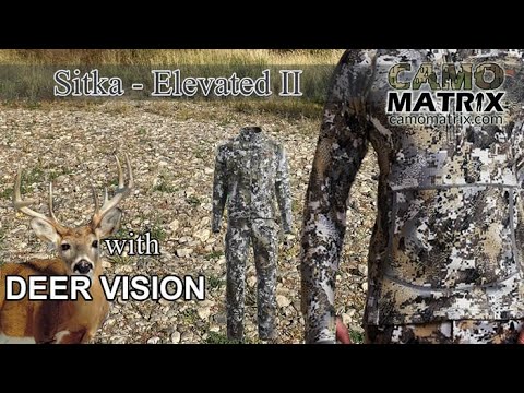 Sitka Elevated II hunting camo in Human and Deer Vision on 14 Backgrounds