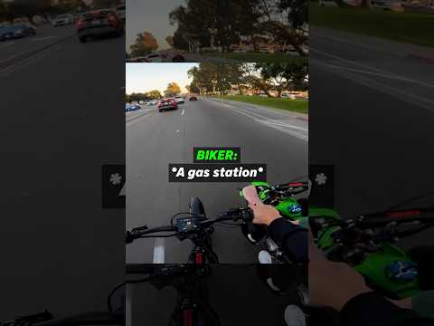 Biker Helps Push a Kid After Running Out of Fuel 🙌