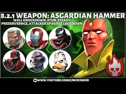 MCOC Act 8.2.1: Weapon: Asgardian Hammer, Wall Knockdown, Steady Preserverance, Disarm:Stun - Vision