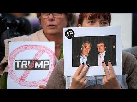 Video Thumbnail: Protesters gather outside Windsor Castle ahead of Trump state visit