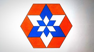 Hexagonal Geometry | Simple Geometric Design in Hexagon | How to Draw Geometrical Pattern in Hexagon