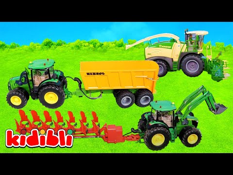 Toy Tractors for Kids 🚜 Farm Trucks & Tractors for Toddlers | Educational Farming Video | Kidibli