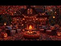 Spooky Autumn Jazz Ambience Halloween Night Forest By The Fireplace With Gentle Relaxing Tunes