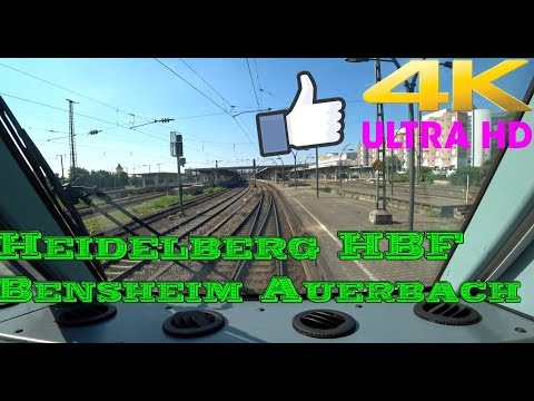 【4K】 Führerstandsmitfahrt Heidelberg HBF  -  Bensheim Auerbach  BR 186