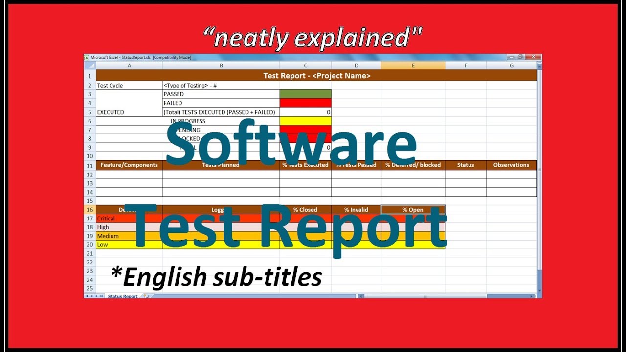 Status Report In Software Testing-Test Report In Software Testing-Test Report In Excel-Daily Status