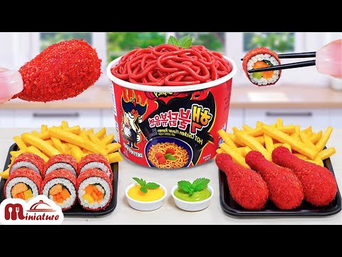 😊 So Delicious Mini Fried Chicken With Korean Spicy Noodles & French Fries | ASMR Cooking Mini Food