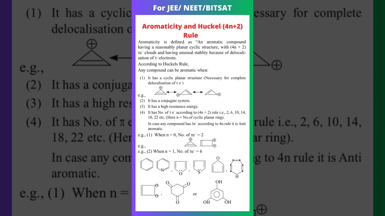 Aromaticity and Huckel Rule (4n+2)  Pia electron system | aromatic Hydrocarbons | organic chemistry