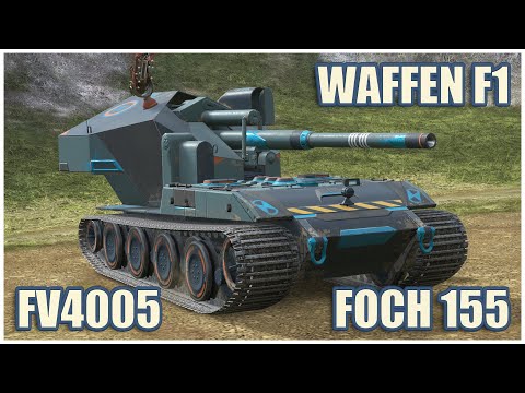 Waffen F1.0 & FV4005 & Foch 155 • WoT Blitz Gameplay