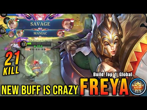 SAVAGE & MANIAC!! New Buffed Freya is Crazy!! - Build Top 1 Global Freya ~ MLBB