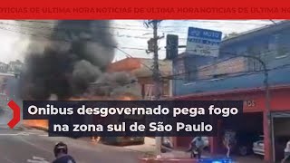 Urgente! Onibus desgovernado pega fogo em são paulo