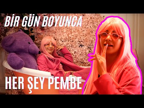 24 SAAT BOYUNCA HER ŞEY PEMBE !! (Pembe Saç, Pembe Kıyafet, Yemek...)
