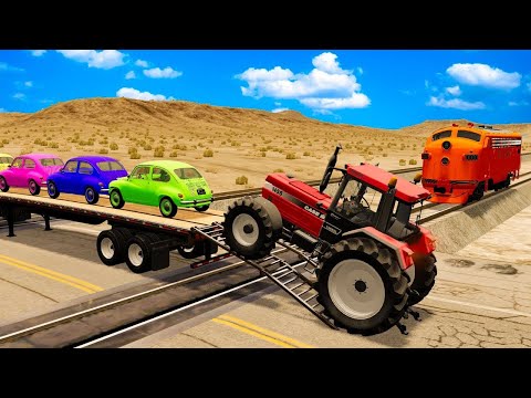 CLAAS TRACTORS vs JOHN DEERE vs FENDT vs COLORED BASKETBALLS vs LAMBORGHINI - BeamNG.drive #18