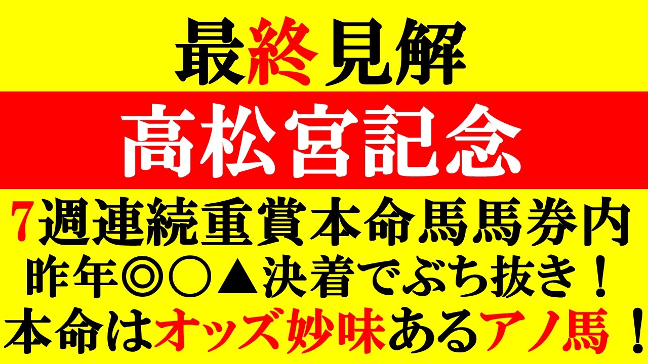 【高松宮記念 最終見解 2026】7週連続重賞◎馬券内！昨年◎〇▲決着！一昨年◎〇決着で2年連でぶち抜き！今年の本命はオッズ妙味あるアノ馬！！